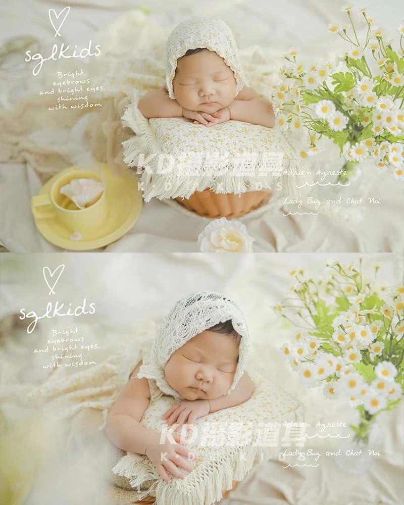 Photography props for full moon babies taking photos of floral skirts pastoral clothing simulated flowers and newborn cinema