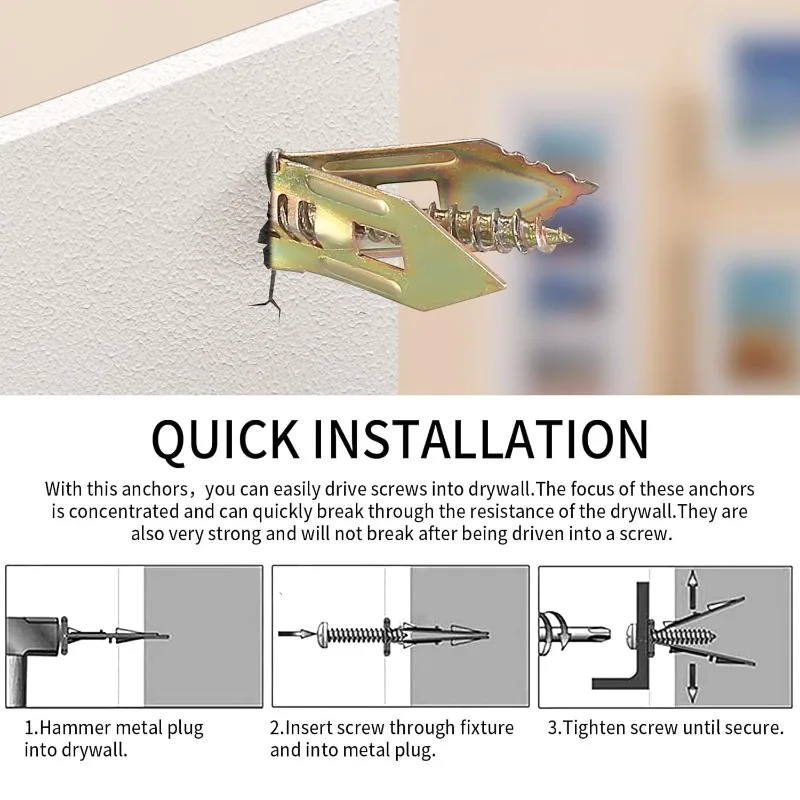 50/100/400 قطعة مسامير التنصت الذاتي الحفر المراسي مسامير دريوال المراسي سهلة التطبيق لتد الجبس الجصي