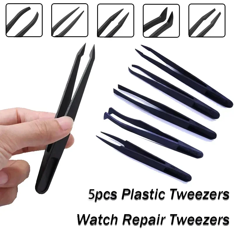 Watch Accessories Carbon Fiber Tweezers Watch Repair Tools Black Anti-static Plastic Tweezer Watch Trimmer Tools for Watchmaker