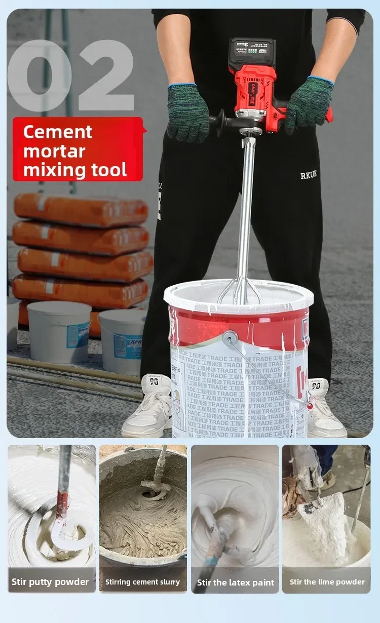 【Fast Delivery】Power Tools Electric Concrete Mixer Cordless Electric Drill Cement Mortar Plaster Mixer Blender Paint Mix