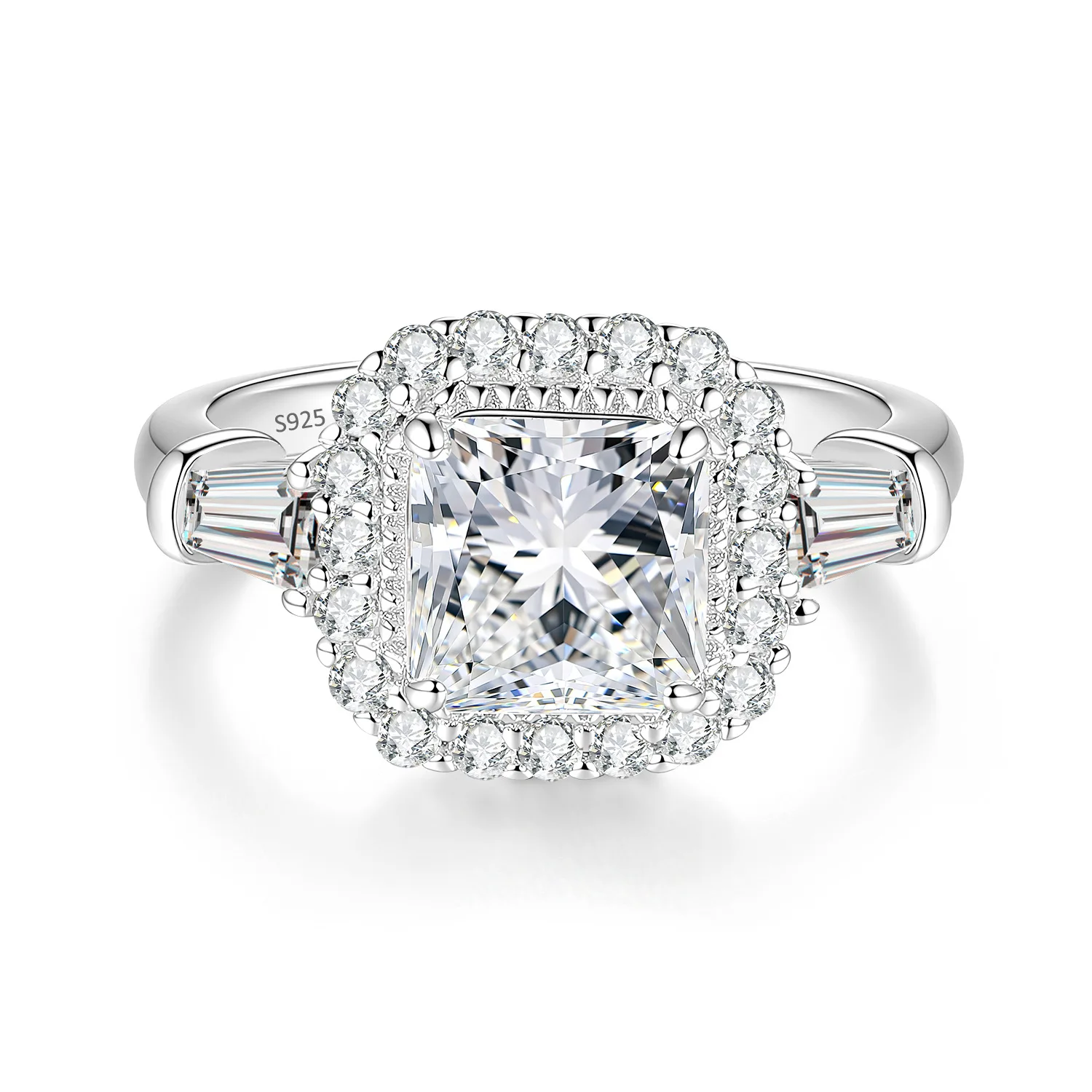

S925 Sterling Silver 2ct All Moissanite Ring for Women Engagement Jewelry