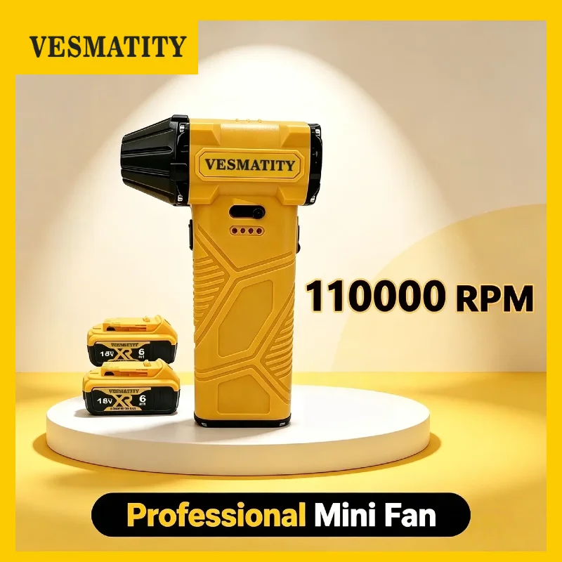 Vesmatity 110000RPM Mini Jet Fan Cordless Air Blower Powerful Turbo Cleaning for Keyboard Car Pet Hair Dust for Dewalt Battery