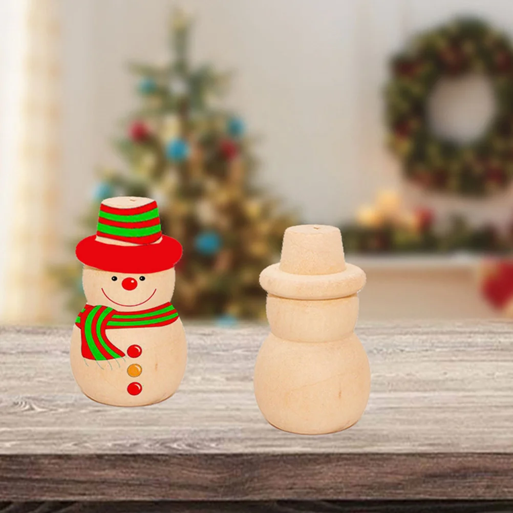 20 قطعة شجرة عيد الميلاد ثلج الدمى الخشبية دهان داي الحلي اليدوية زينة عيد الميلاد الأسرة الإبداع هدية الدمى الخشبية