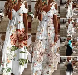 Women Crochet Loose Floral Vintage Strap Ruffles Camis Befree 5XL Dress Large Big Summer Lace Maxi Elegant Party Dresses