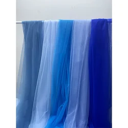Blue Soft Tulle Yarn Light Gauze Fog Mesh Fabric  DIY Background Veil Wedding Dress Fairy Tulle Bridal Decoration skirt Material
