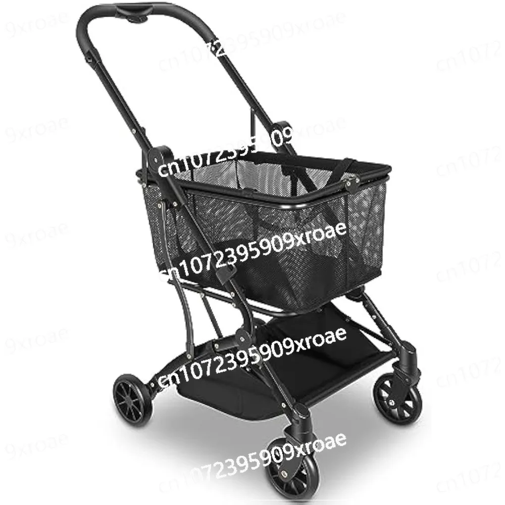 

Shopping Cart Collapsible Utility Trolley Cart Features Up 60 Lbs Total Weight Capacity, Stylish Detachable Carry Bag