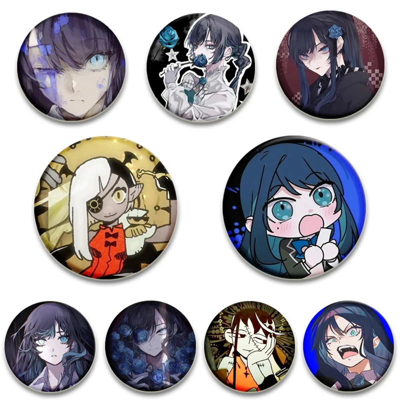 

58/44/32mm Ado Kyogen X Uta Badge I Love Ado Soft Button Pin Vintage Anime Brooch for Clothes Backpack Decoration Souvenir Gifts