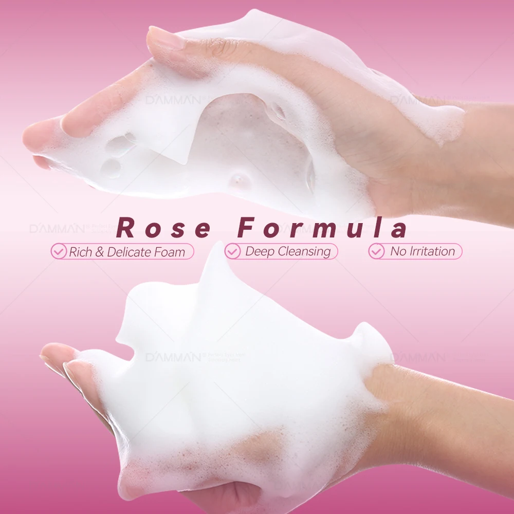 Damman New Upgrade 7,5 ml professionelles Wimpernshampoo für Wimpernverlängerungen, sanfte Reinigung, 6-in-1-Wimpernshampoo-Set mit Bürste