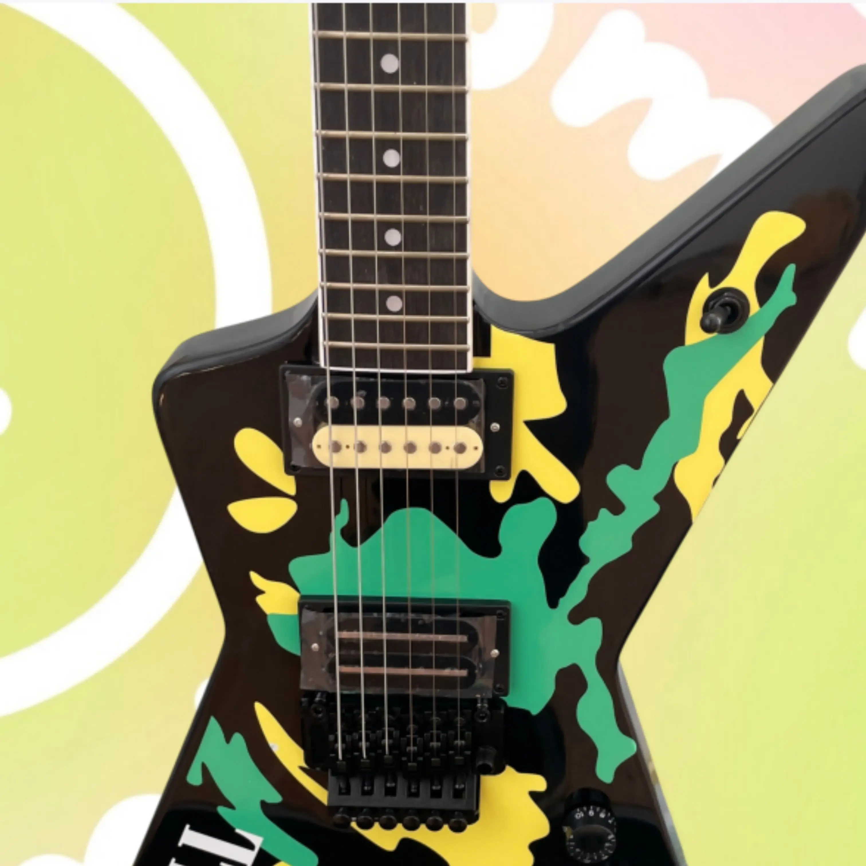Personality Graphic Electric Guitar,Art Graffiti, HH Pickups, 6 String Guitars For Heavy Rock Performance & Collection Guitarra