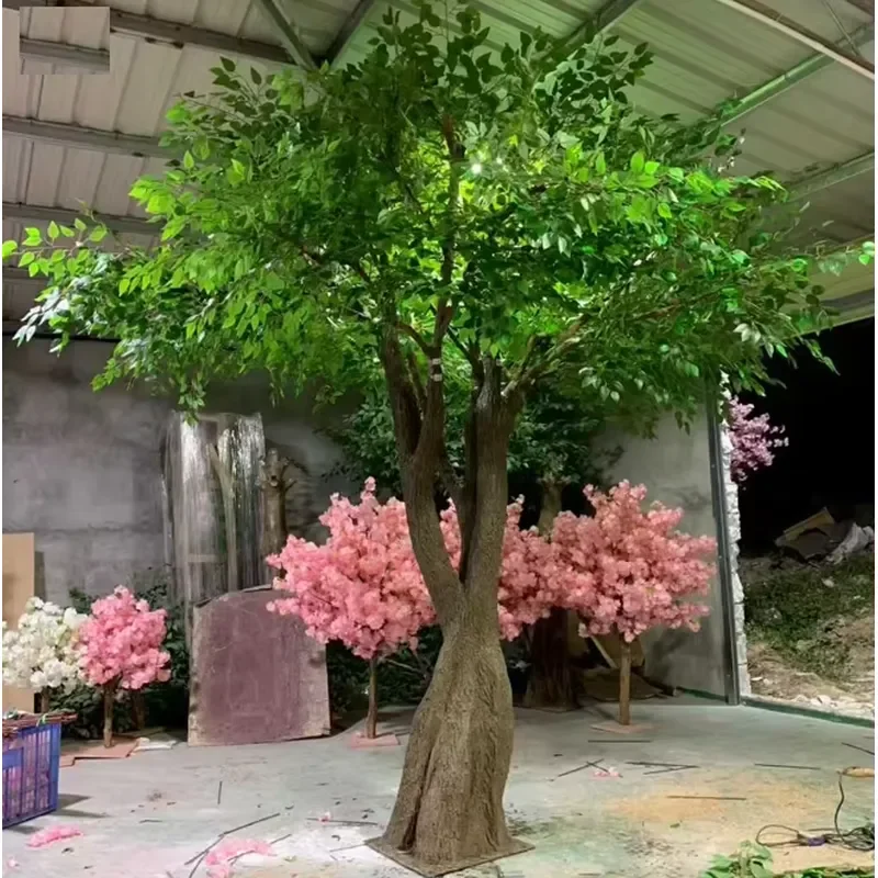 Artificial Banyan Tree Floor Decor Lifelike Green Plant Fiberglass Olive Tree Indoor Outdoor Ornament Green Banyan Tree