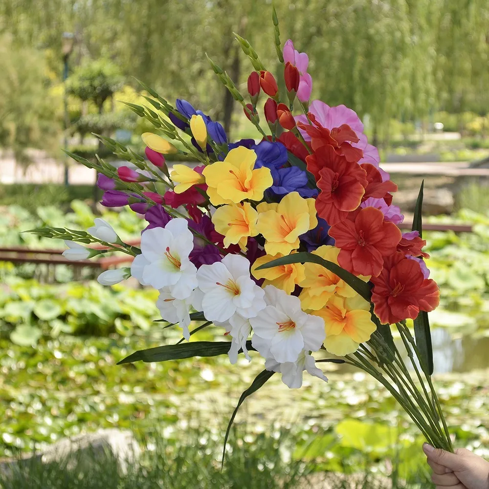 

2pcs Real Touch Artificial Gladiolus Flower 75cm Table Centerpieces Silk Flower 3D Multi Color Simulation Flower Home Decor