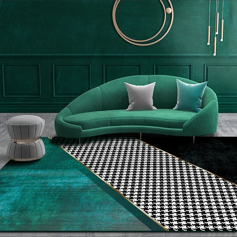 Modern Simple Nordic Mosaic Carpet,Dark Green,Black Houndstooth Carpets,Kitchen,Living Room,Bedroom,Parlor,Floor Mat,Fashion Rug