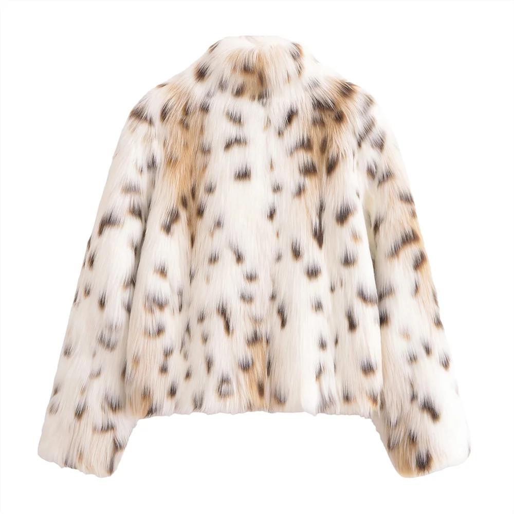 2024 autunno e inverno nuovo stile high-end temperamento risvolto stampa leopardo pelliccia sintetica effetto cappotto di pelliccia per le donne