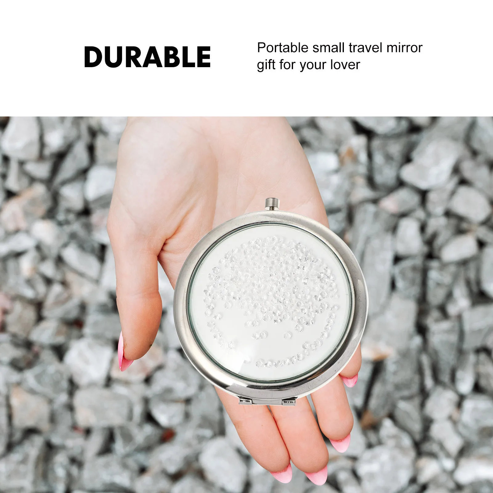 Dubbelzijdige opvouwbare metalen ronde make-upspiegel Mini draagbare kleine reiscompacte spiegel Make-upaccessoire voor buitengebruik