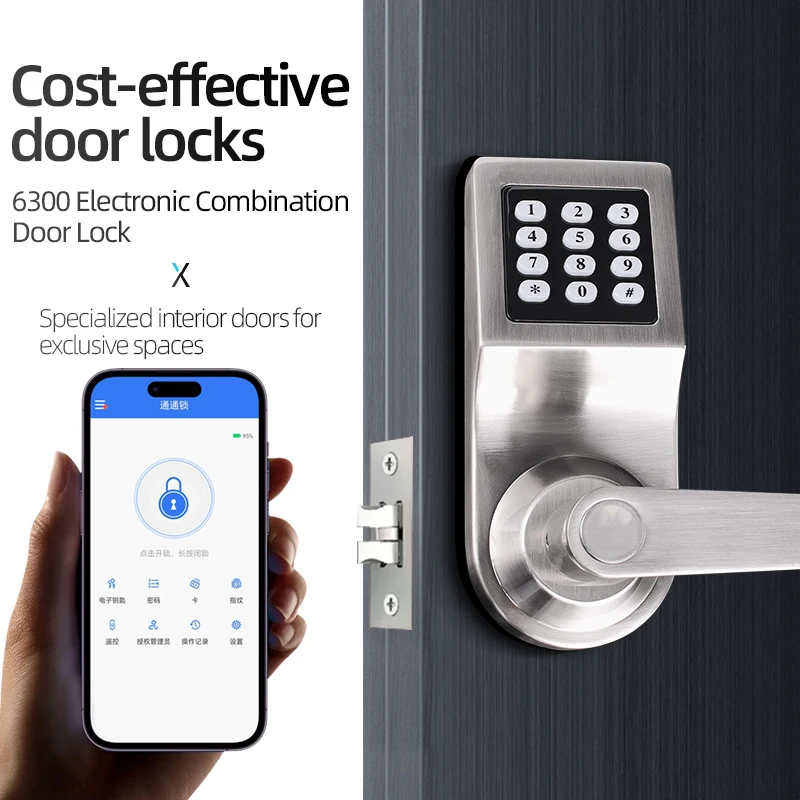 Wholesale Price High Quality Mobile TTLOCK Application Durable Granular Digital Button Swipe Card Password Door Lock