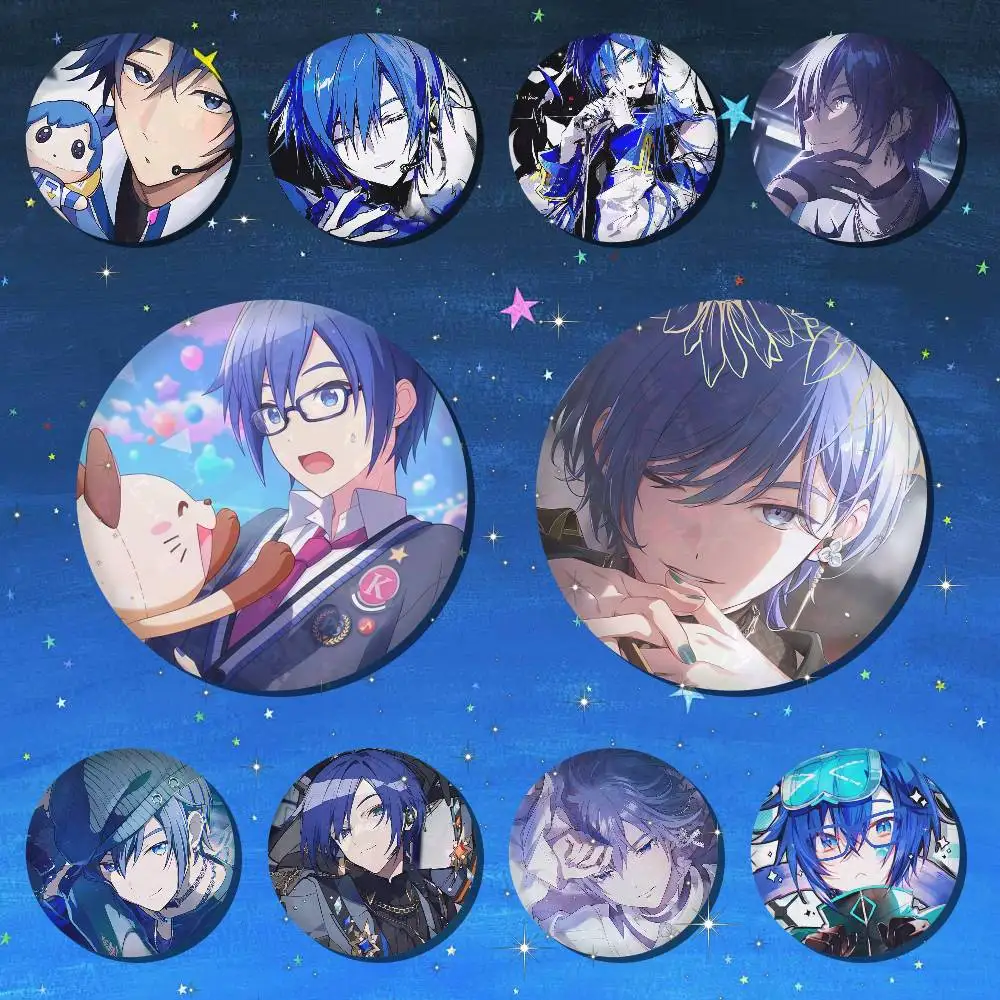 Broches redondos de dibujos animados K-kaito de 75x75 25x25 mm para mochila, camisa, accesorios, joyería, insignia, regalo para amigos