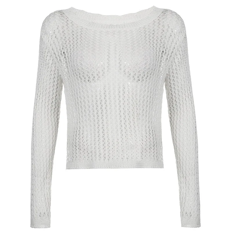 Hollow Blouse Women's 2026 American Loose Long-sleeved Top
