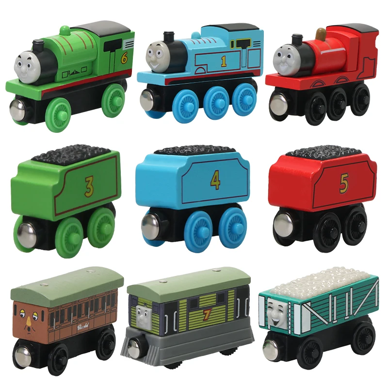 Thomas e amigos Diecast liga trem de madeira brinquedos para crianças, Henry, Toby, Annle, Skarloey, modelo rickety, presentes de Natal para