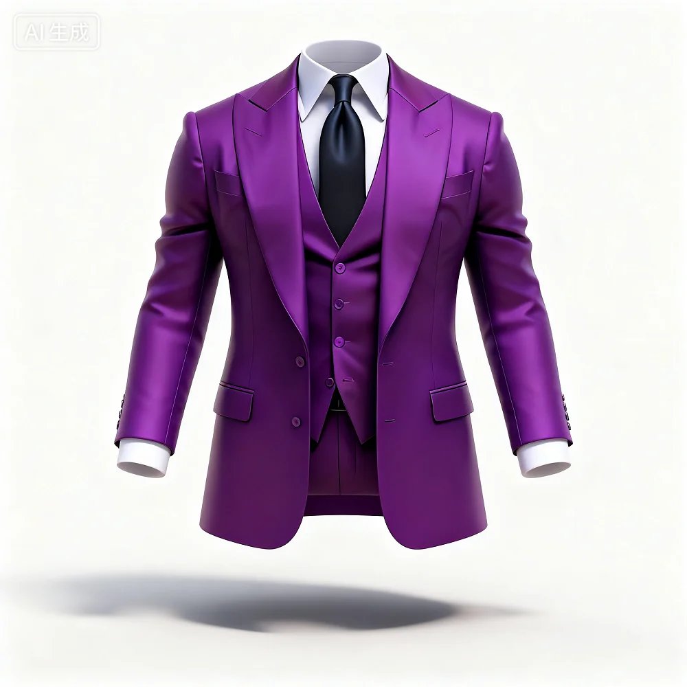 

3PCS Men's Formal Tuxedo Set with Peaked Lapel Blazer Vest Pants - Fashion Business Suits for Party Wedding Groom