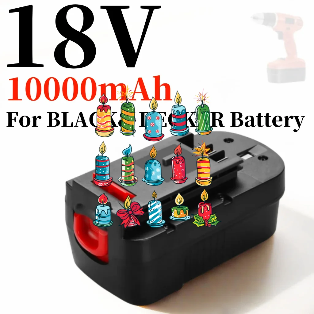 Аккумулятор 18В 10000мАч для электроинструментов Black&Decker A18 A1718 A18NH HPB18 HPB18-OPE FS1800CS FS1800D FS1800D-2 FS1800ID