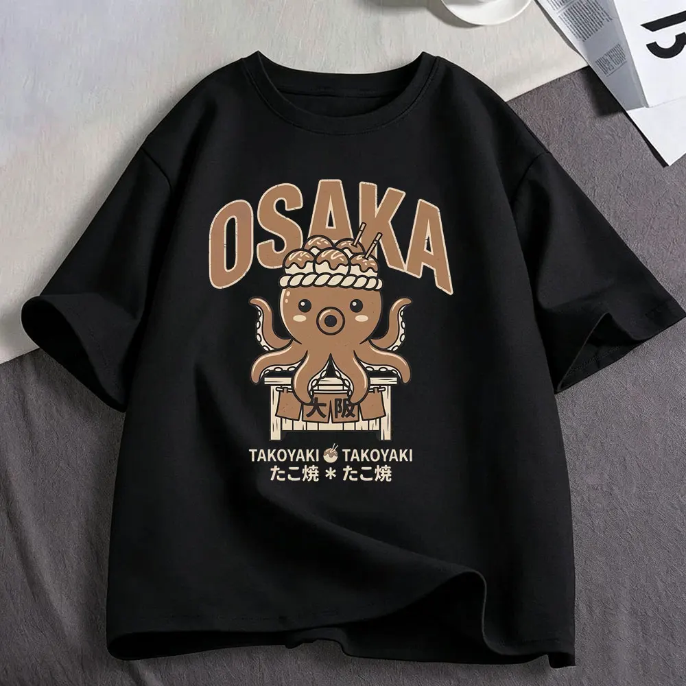 Japanese Osaka Dotonbori Drunken Octopus Takoyaki Funny Meme T Shirts Men's Women Clothing Cotton Casual Short Sleeve T-shirts