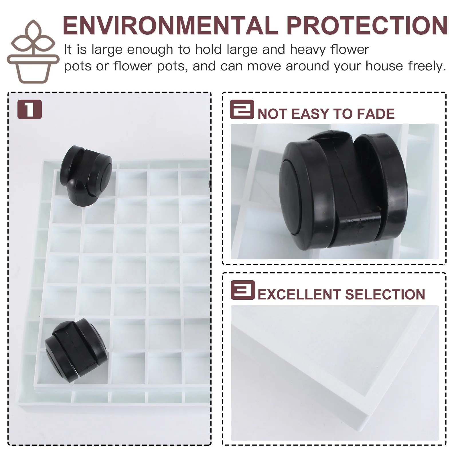 

1pc Moveable Flowerpot With Universal Wheels Durable Plant Moveable Flowerpot Tray Pot Holding Base Plate For Easy Transport