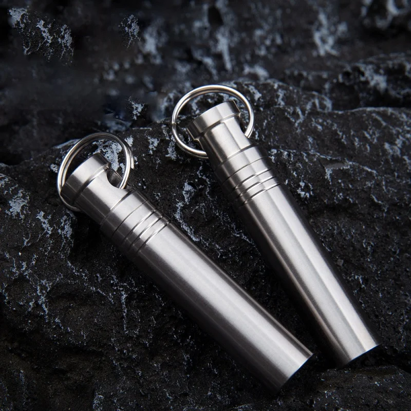 Titanium Alloy Waterproof Pill Box Portable Sealed Capsule Storage Container Bottle Medicine Case Multi-function Gadget EDC Tool