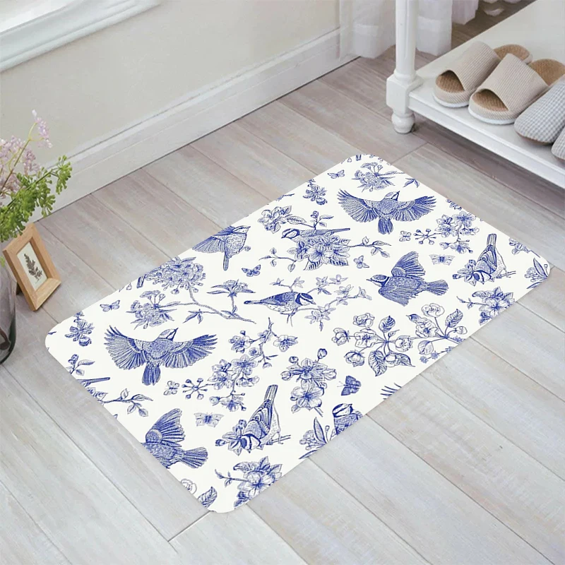 Toile De Jouy Printing Floor Mat Carpets Home Doormat Entrance Door Room Rugs Kitchen Carpet Balcony Foot Rug Mats Bathroom Bath