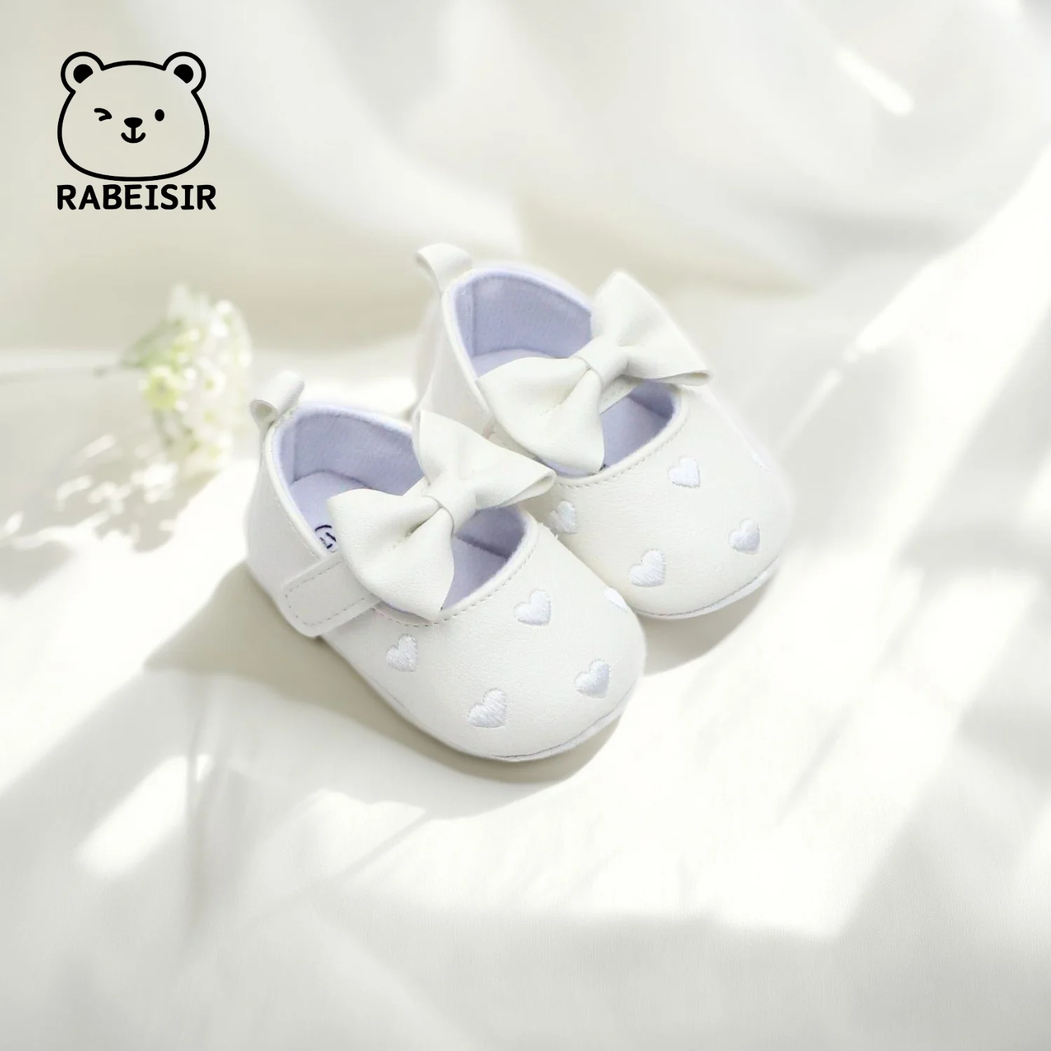 Sapatos de couro para bebês, sapatos de princesa, sapatos de aprendizagem em formato de arco fofo, sapatos de bebê com sola macia de 0-6-12-18 meses para mulheres