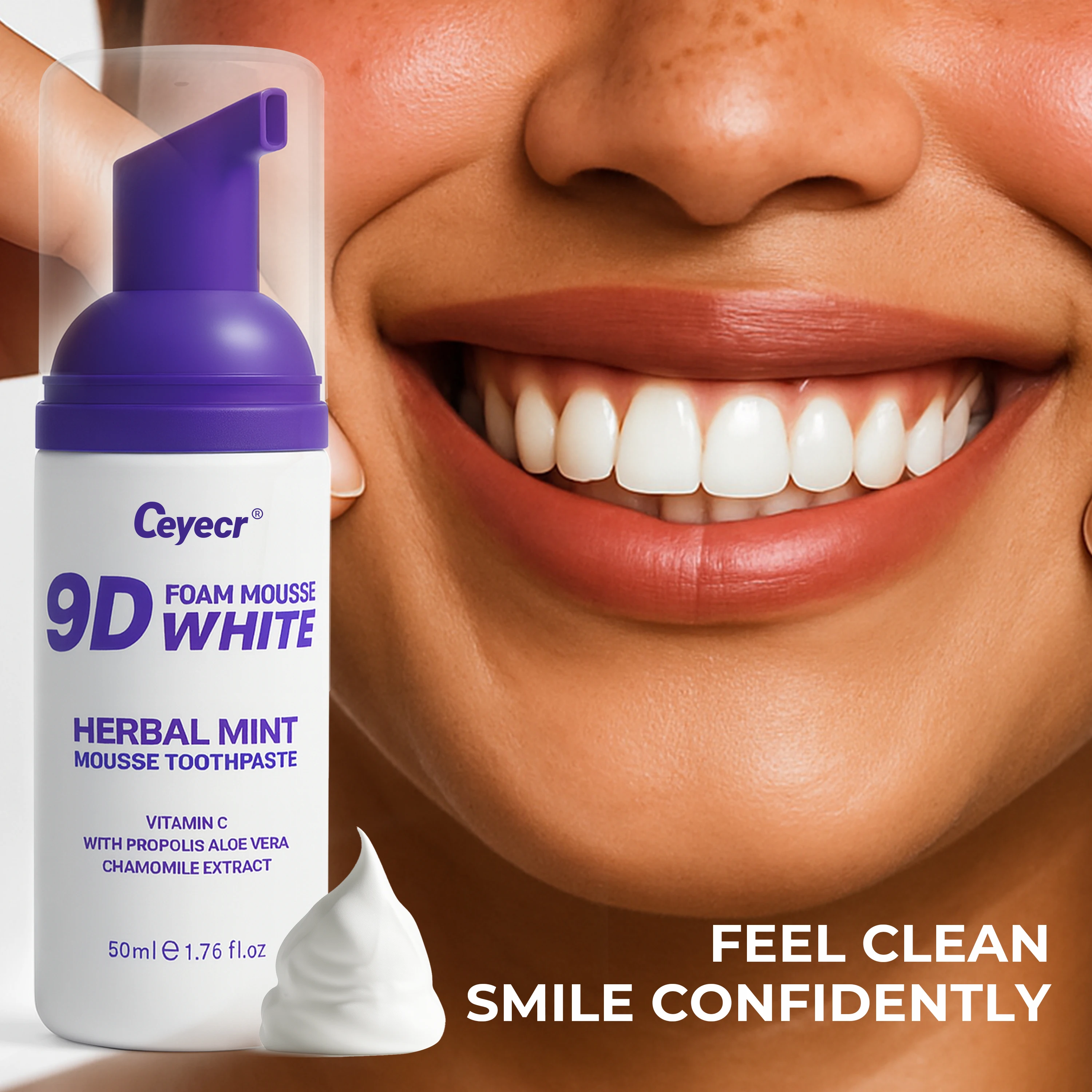 50ml Mousse Toothpaste Teeth Whitening Removing Yellow Teeth Cleaning Tooth Stain Oral Fresh Tooth Care Product