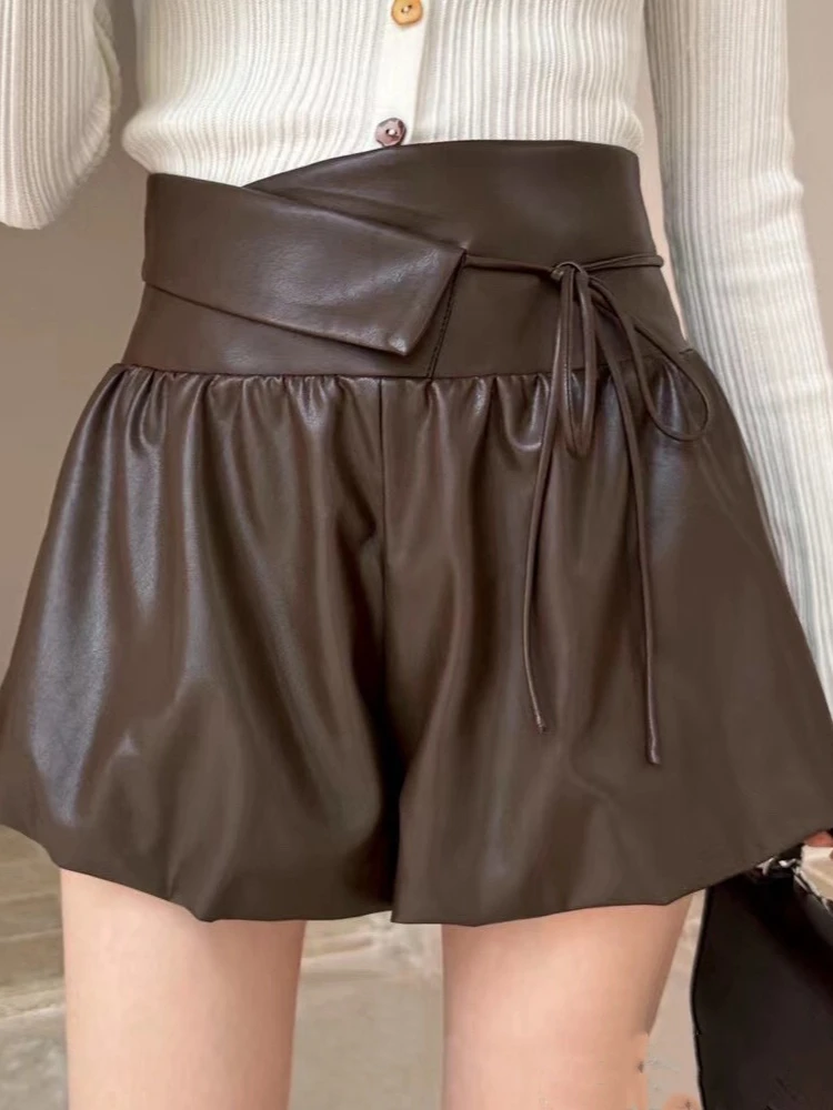 한국 스타일 스위트 보우 버블 스커트 여성 2025 가을 A라인 하이웨이스트 미니스커트 슬림 귀여운 우아한 젊은 패션 의상 트렌드