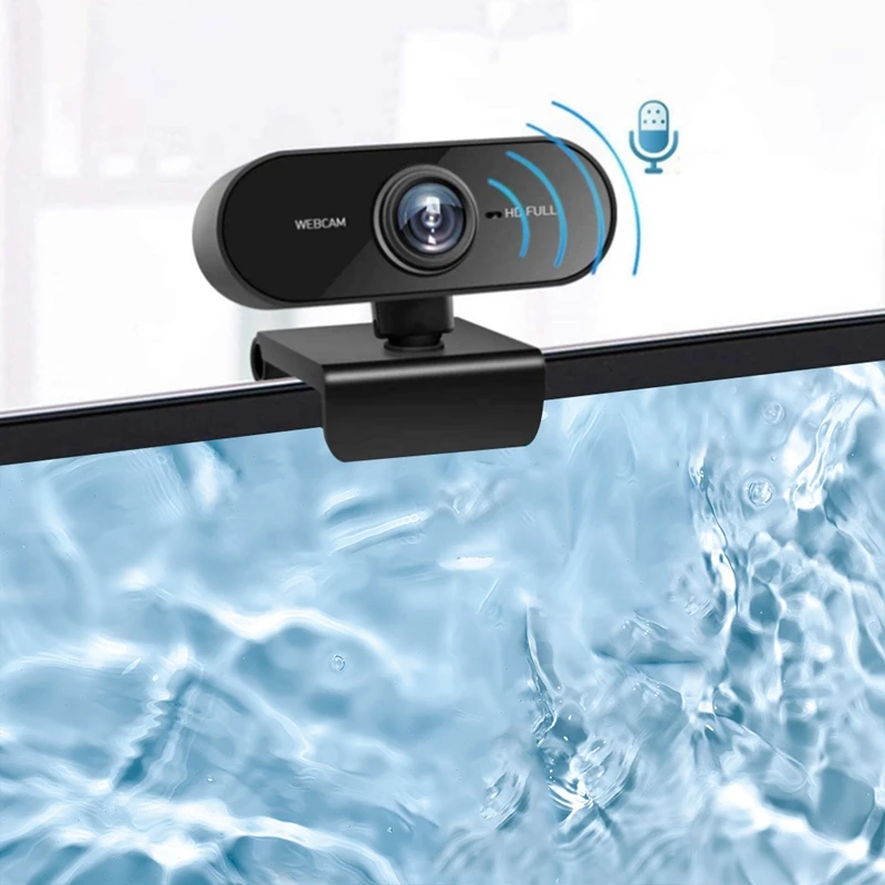 Webcam Full HD com Microfone e Tripé, PC, Desktop, Laptop, Plug and Play, USB, Câmera Web, 1080P