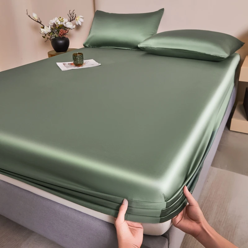 التوت الحرير المجهزة ورقة غطاء السرير الحرير الطبيعي الملكة الملك الحجم غطاء السرير حجم مخصص الفاخرة الراقية ملاءات الفراش الحرير