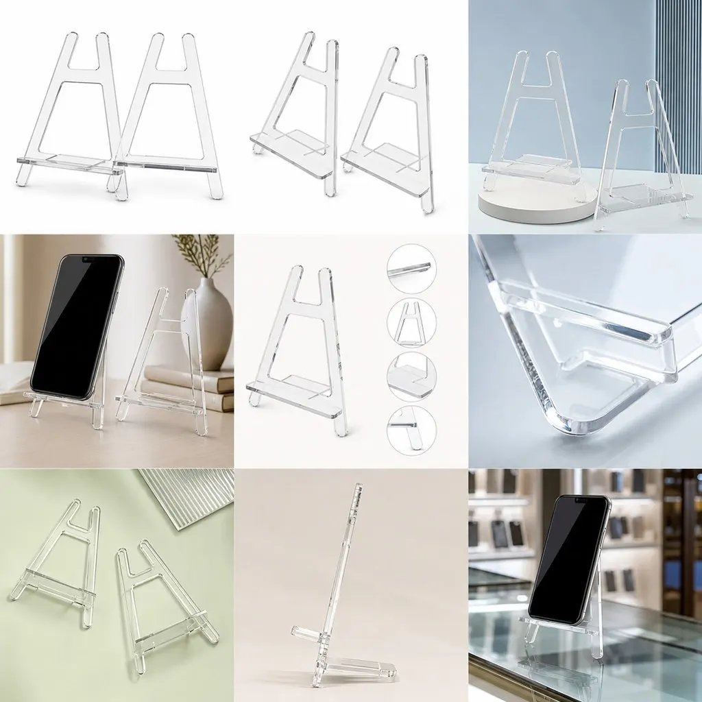 Acrylic Phone Display Stand 2pcs Clear Lightweight Desktop Mobile Holder for Office Desk Retail Showcase