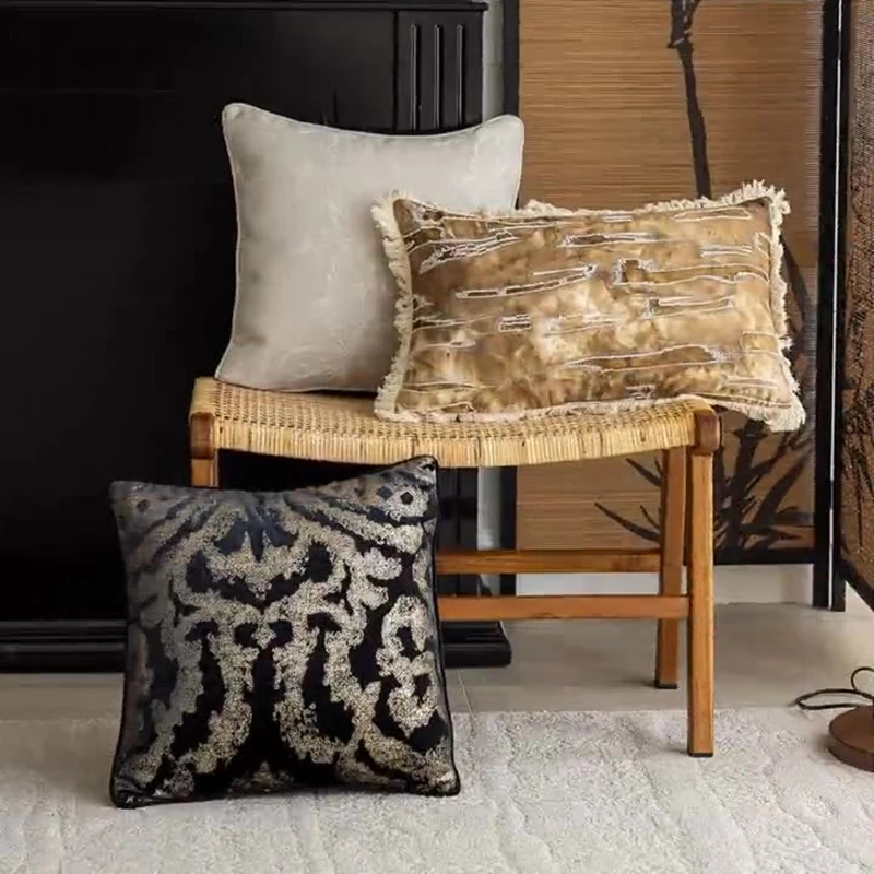 

Gold Jaquard Sofa Pillow Cover Decorative Backrest Cushion Cover Pillowcase