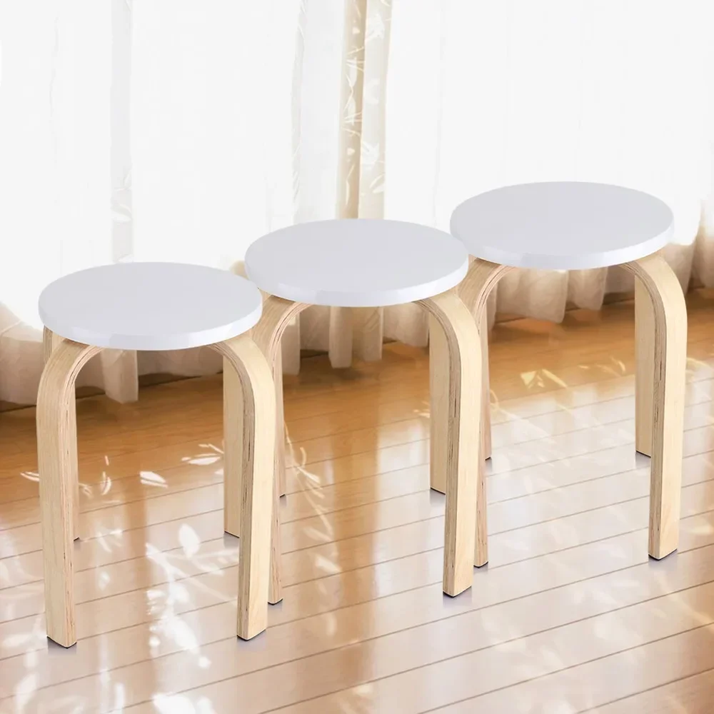 

1Pc AntiSlip Bent Wood Stacking Stool Candy Color Home Furniture Kids Room Decor White