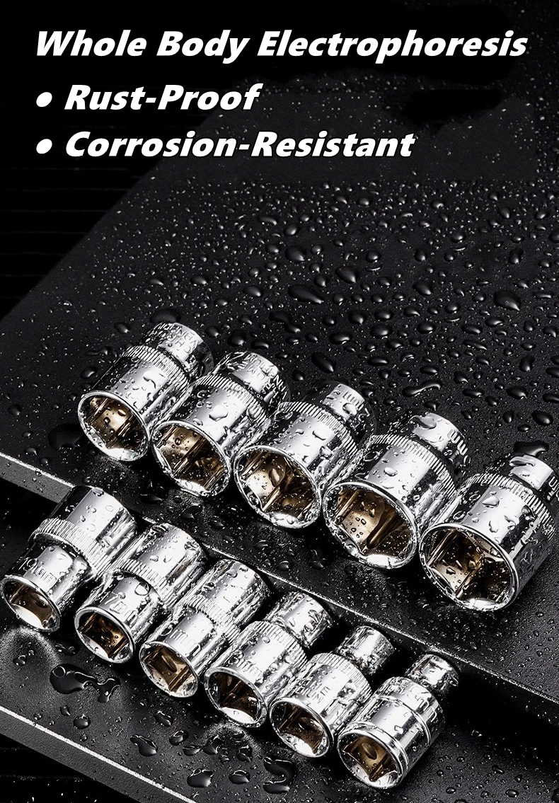 8-32mm 1/2 Short Socket Hexagonal Socket Heavy Duty Thickened Socket Set Pneumatic Wrench Maintenance Hand Tool Car Repair Tools