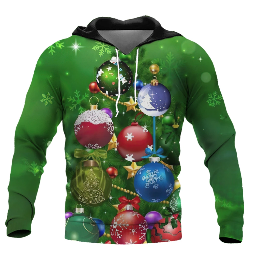 Santa Claus Printed Men's Hoodies Funny Christmas Snowman Pattern Sweatshirts For Men Autumn Winter Fashion Trend X'mas Clothing