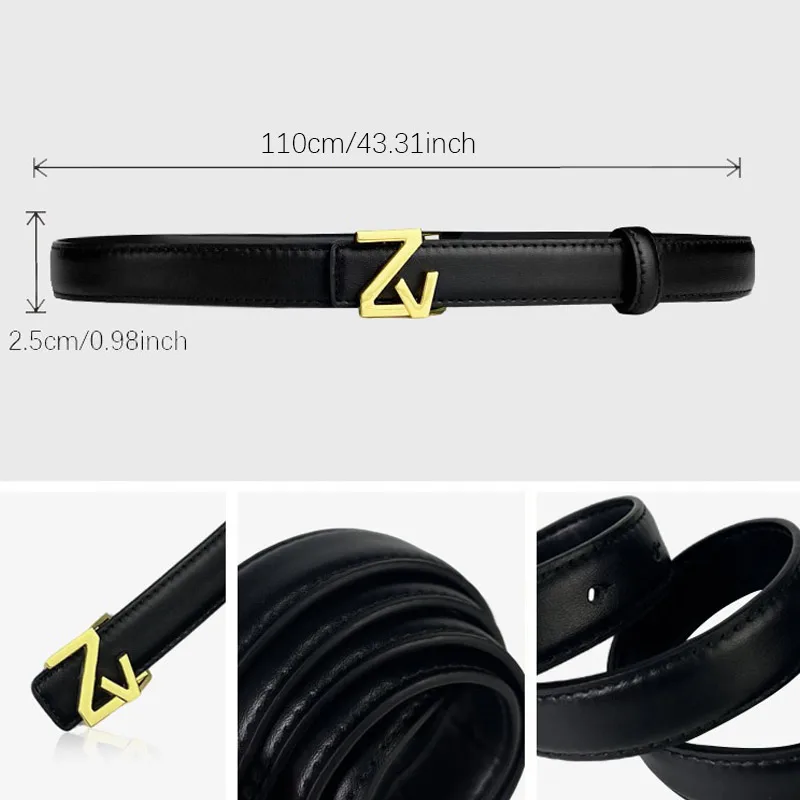 Ladies' belts are equipped with gold buttons, and fashionable and elegant belts are suitable for matching jeans and casual cloth