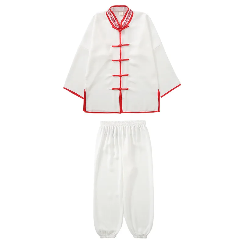 Costume de Wushu à manches longues pour enfants, vêtements trempés pour jeunes, ensembles de chapelle Tai pour garçons et filles, tenues de performance sur scène pour étudiants, Kung Fu, nouveau, 3-16 ans