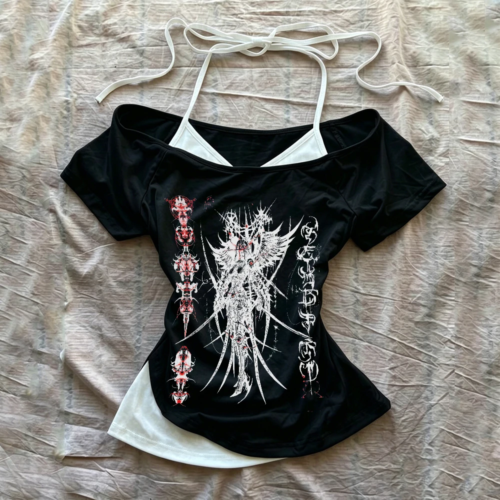 Kaos Grafis Y2k Atasan Crop To - Women'S Fashion From The 90S ulasan dan harga