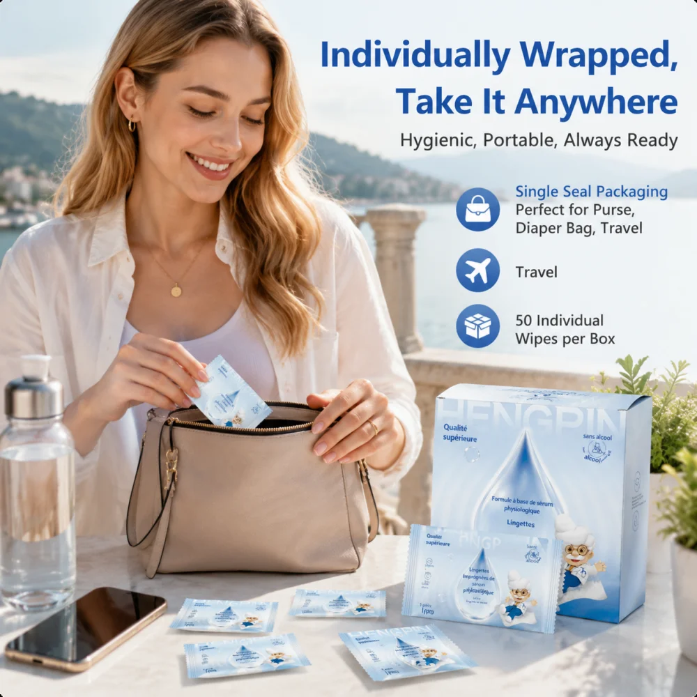 50 pieces of physiological essence wipes, disposable cleaning wipes, soft non-woven fabrics, suitable for daily cleaning