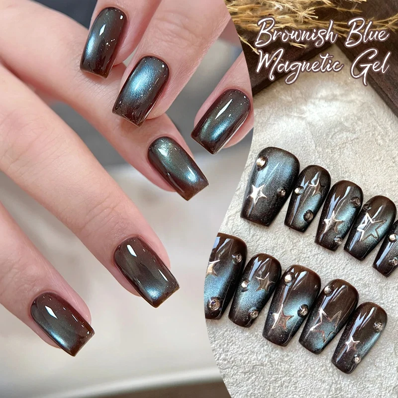 Bruinachtig Blauwe Kat Magnetische Gel Nagellak Blauw Licht Magnetische Gel Semi Permanente Losweken UV LED Gel Vernis Nagelbenodigdheden DIY