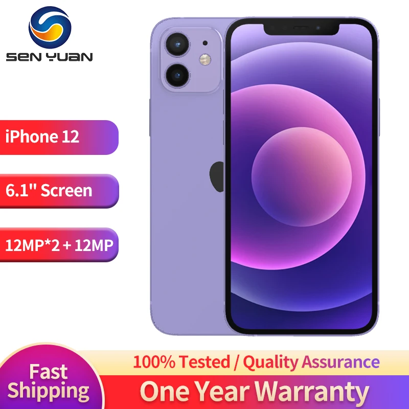 Original Apple iPhone 12 5G Mobile Phone, Hexa Core, Face ID, A14, Dual 12MP, IOS, 6,1 ", 64GB, 128GB, 256GB ROM