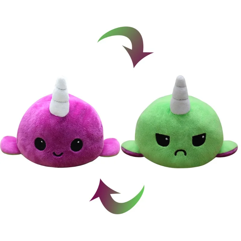 

Cartoon Cute Plush Doll Small Double sided Flip Unicorn Whale Boy and Girl Plush Toy Whale Flip Cloth Birthday Gift
