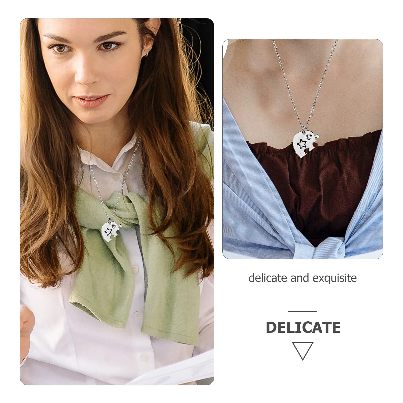 

3Pcs Friendship Necklace Matching Necklace Moon Pendant Necklaces Heart Design for Women Girls Sister