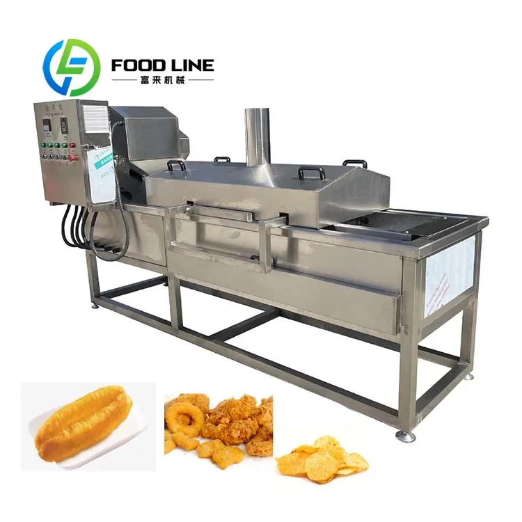 Customized Continuous Automatic Deep Fryer Machine For Commercial Potato Chips And Snack Food Production Processing