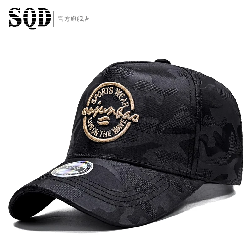 SQD Novo protetor solar de primavera e outono, chapéu de beisebol casual bordado respirável, chapéu de motorista de caminhão moderno de cano alto