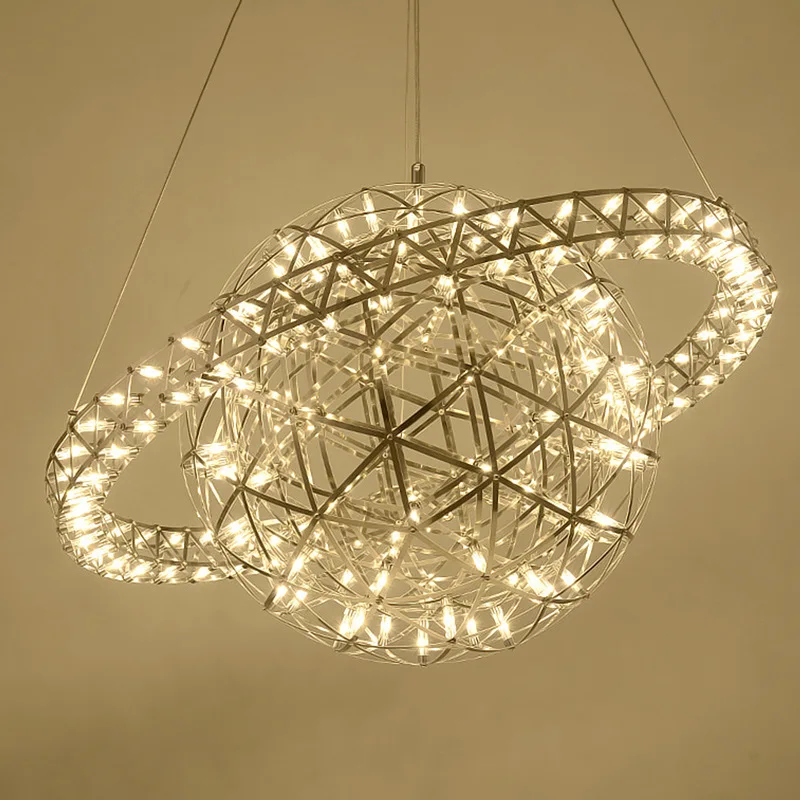 Nordic Creative Sky Star Spark Ball Chandeliers Firework Stainless Steel Pendant Lamp for Lobby Staircase Spherical Pendant Lamp