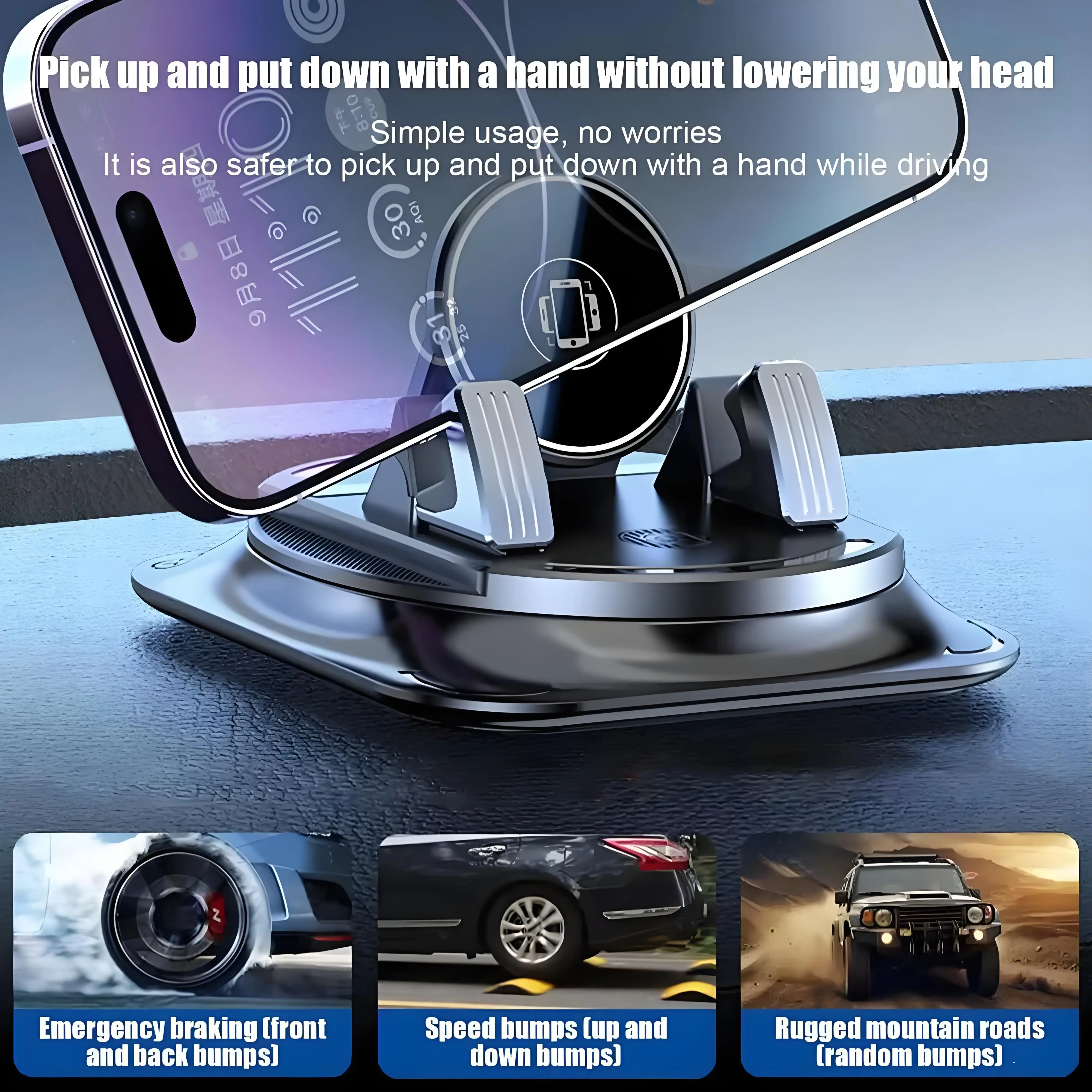 

Car Central Control Phone Stand Auto Dashboard Mount Phone Stand 360 Degree All-Round Rotation Car Navigation Holder For SUV RV